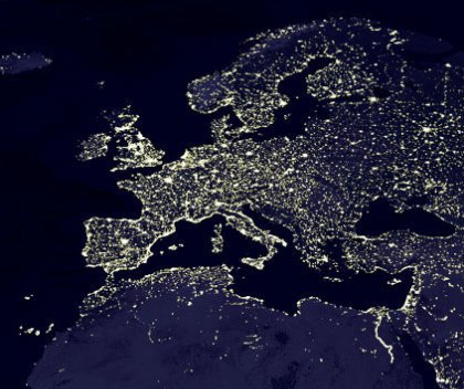 Mapa lumÃÂnico de Europa Europa a 'oscuras'